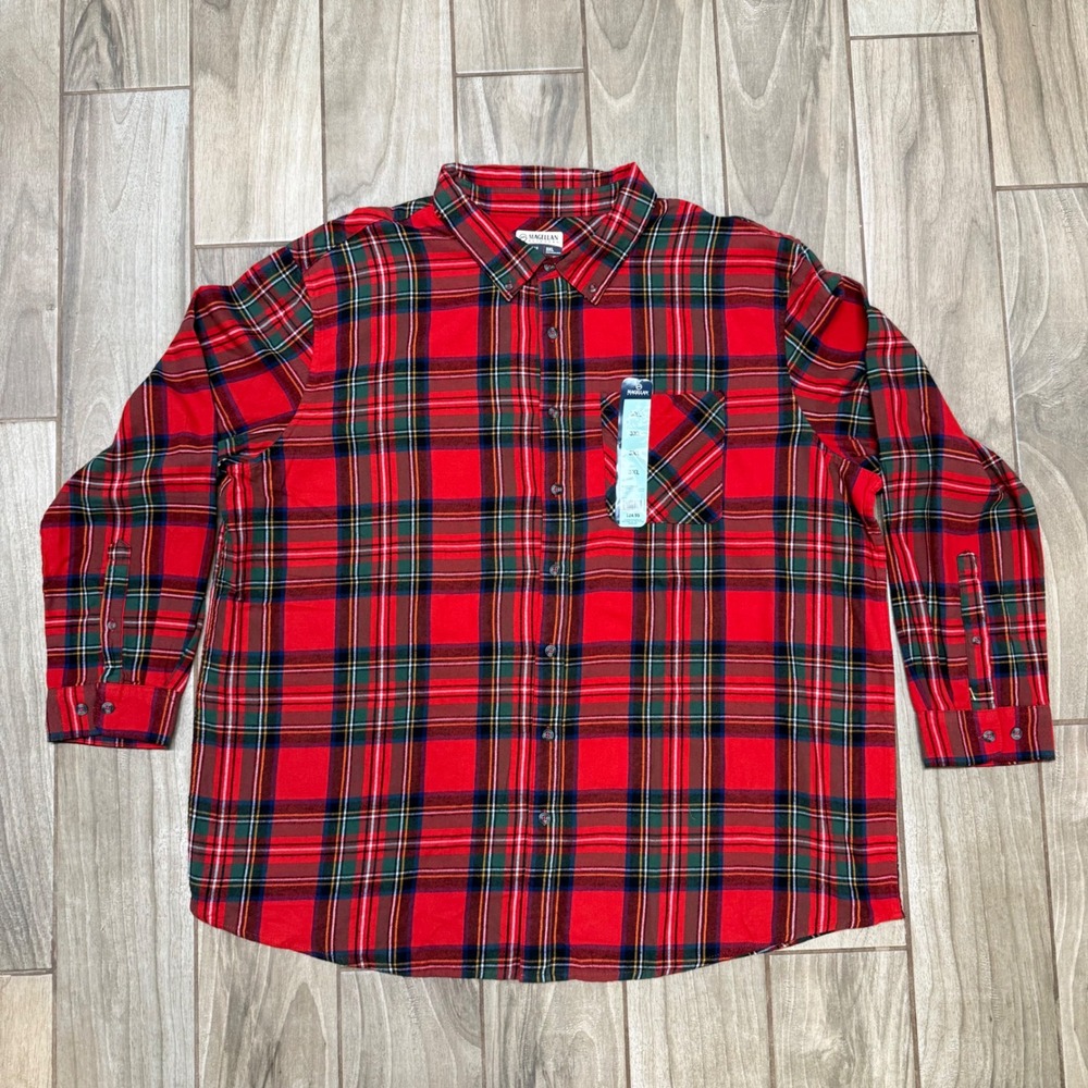 Magellan Outdoors Canyon Creek Flannel Shirt 3XL‎ Royal Stewart Plaid Men's NWT
